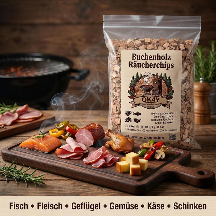 Räucherholz Buche nach Wahl – Räuchermehl, Räucherspäne oder Räucherchips | 0,5–5 kg | Räucherzubehö