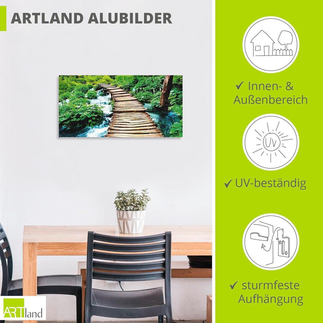 ARTland Wandbild Alu Verbundplatte für Innen & Outdoor Bild 60x30 cm Natur Landschaft Dschungel Urwa
