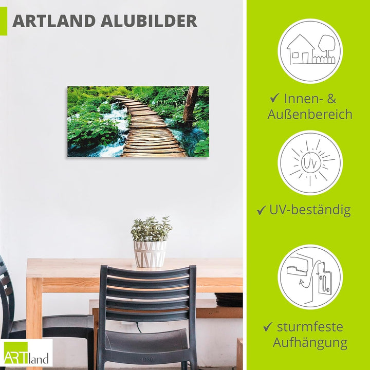 ARTland Wandbild Alu Verbundplatte für Innen & Outdoor Bild 60x30 cm Natur Landschaft Dschungel Urwa
