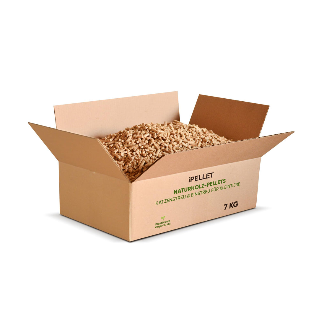 iPELLET Naturholz-Pellets – Katzenstreu & Einstreu für Kleintiere | 100% naturbelassen, hochsaugfähi