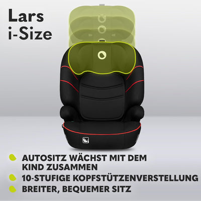 LIONELO LARS i-Size Kinderautositz 100–150 cm, Gruppe 2 3, Seitenschutz 10 Grad, Kopfstützenverstell