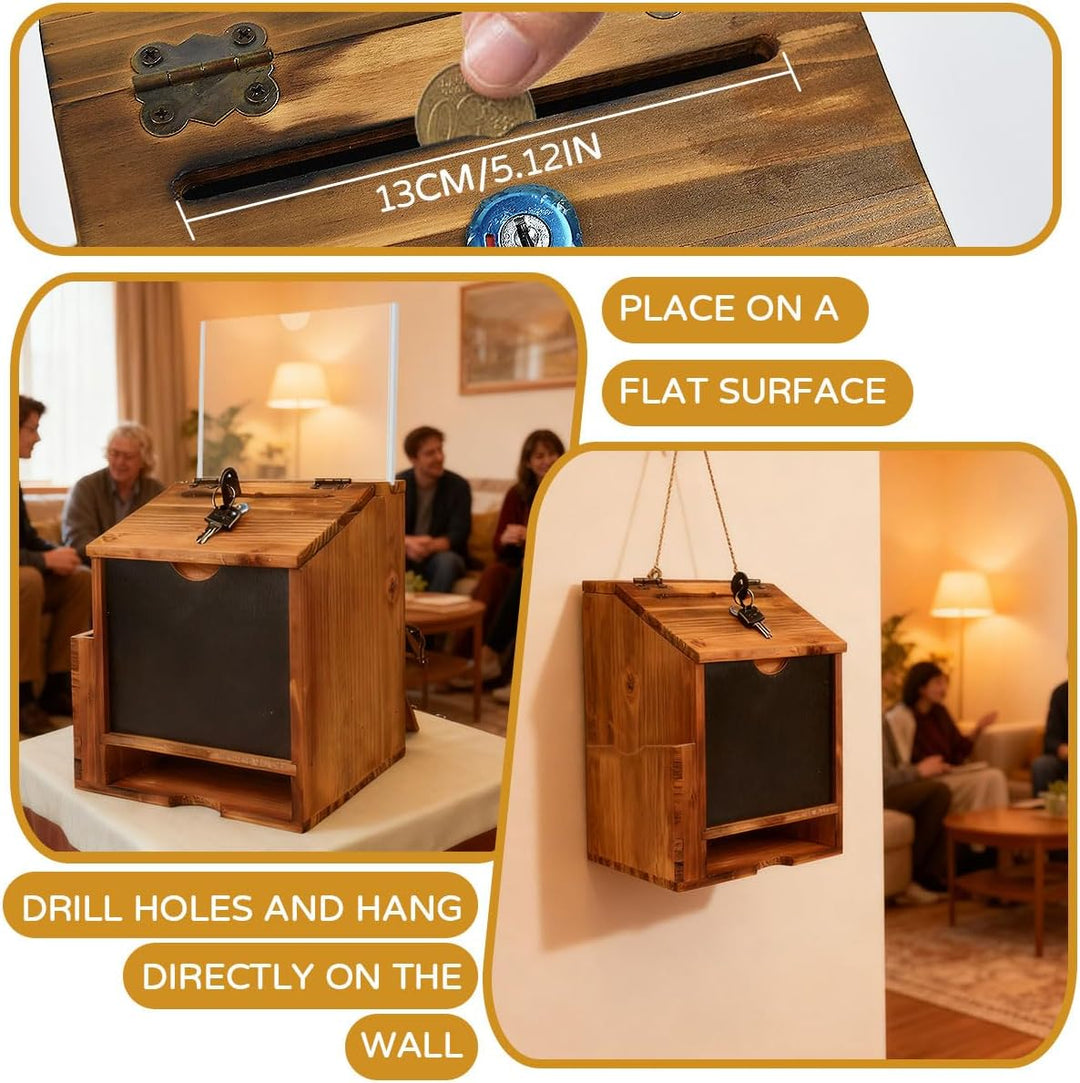 Vorschlagsbox Holz Vorschlag Box Spendenbox Wahlurne Suggestion Box Mit Schloss and Lock Wooden Tip