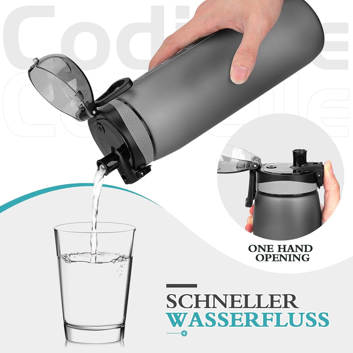 CodiCile Trinkflasche 1L, Wasserflasche 1L BPA-Frei, Auslaufsichere 1 Liter Trinkflasche, Tritan Spo