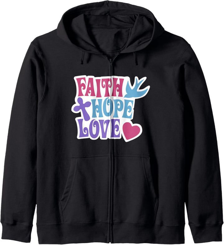 Faith Dove Cross Hope Love Heart - Christian Bible Verse Kapuzenjacke