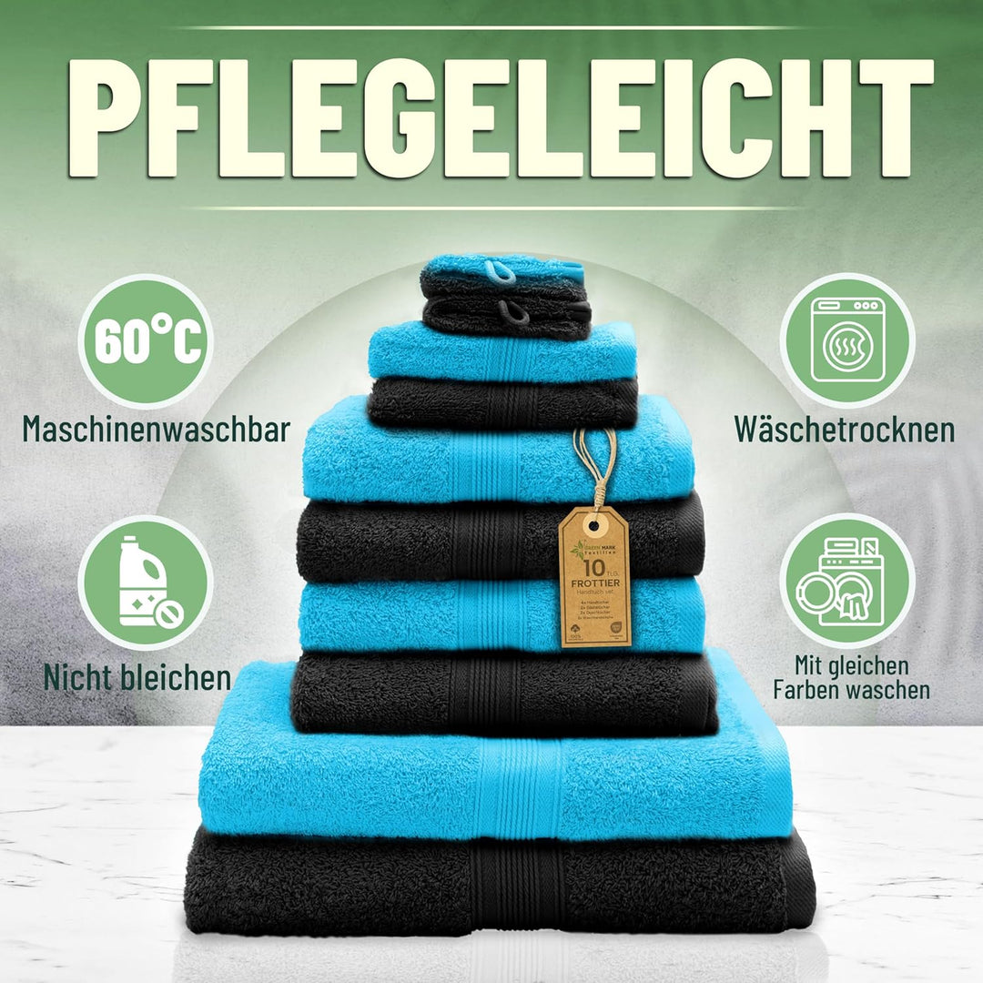 GREEN MARK Textilien 10 TLG. FROTTIER Handtuch-Set mit verschiedenen Grössen 4X Handtücher, 2X Dusch
