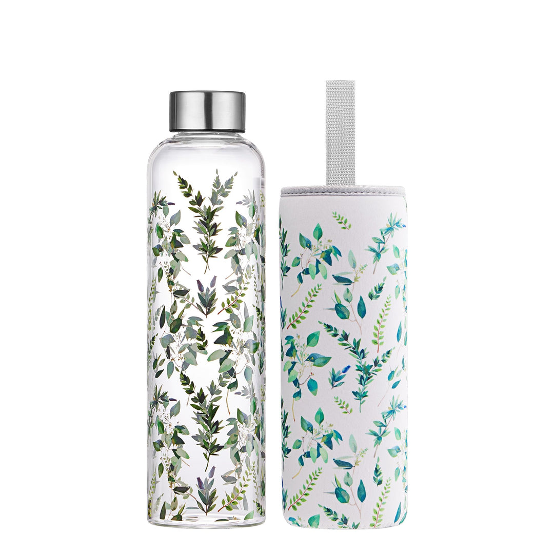 Autsel 500ml Glasflasche Trinkflasche Glas Sport Borosilikat Glass Bottle Wasser Flasche mit Neopren