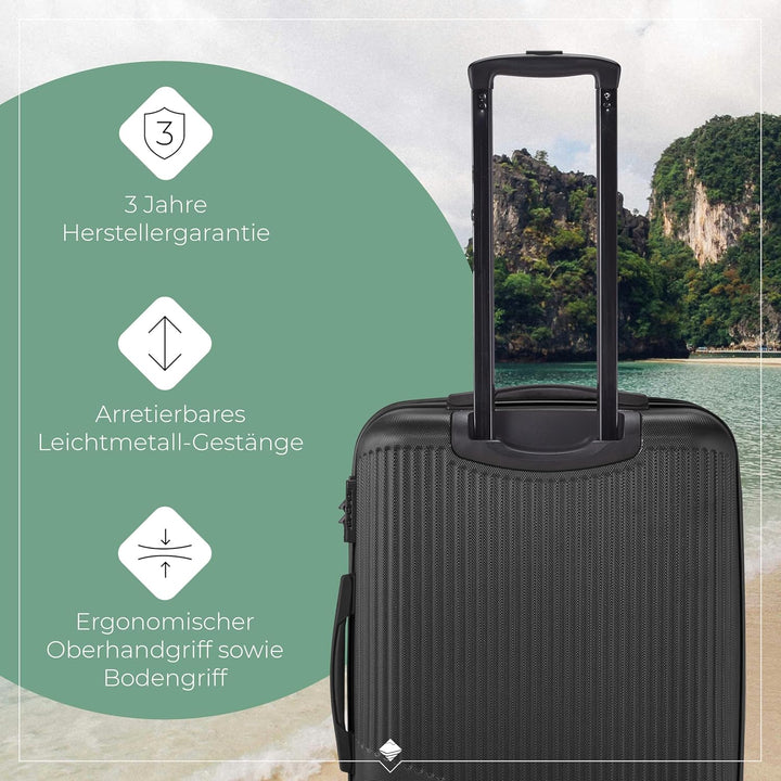 travelite 4-Rad Koffer Set 3 teilig Grössen L/M/S, Gepäck Serie BALI: ABS Hartschalen Trolleys mit T