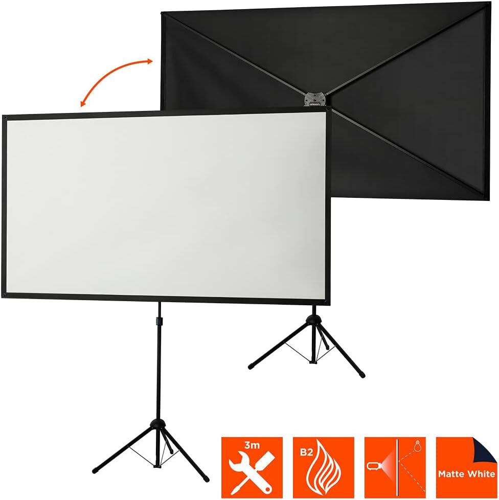 celexon tragbare, leichte und Mobile Beamer-Stativ- Leinwand mit höhenverstellbarerer Teleskopstange