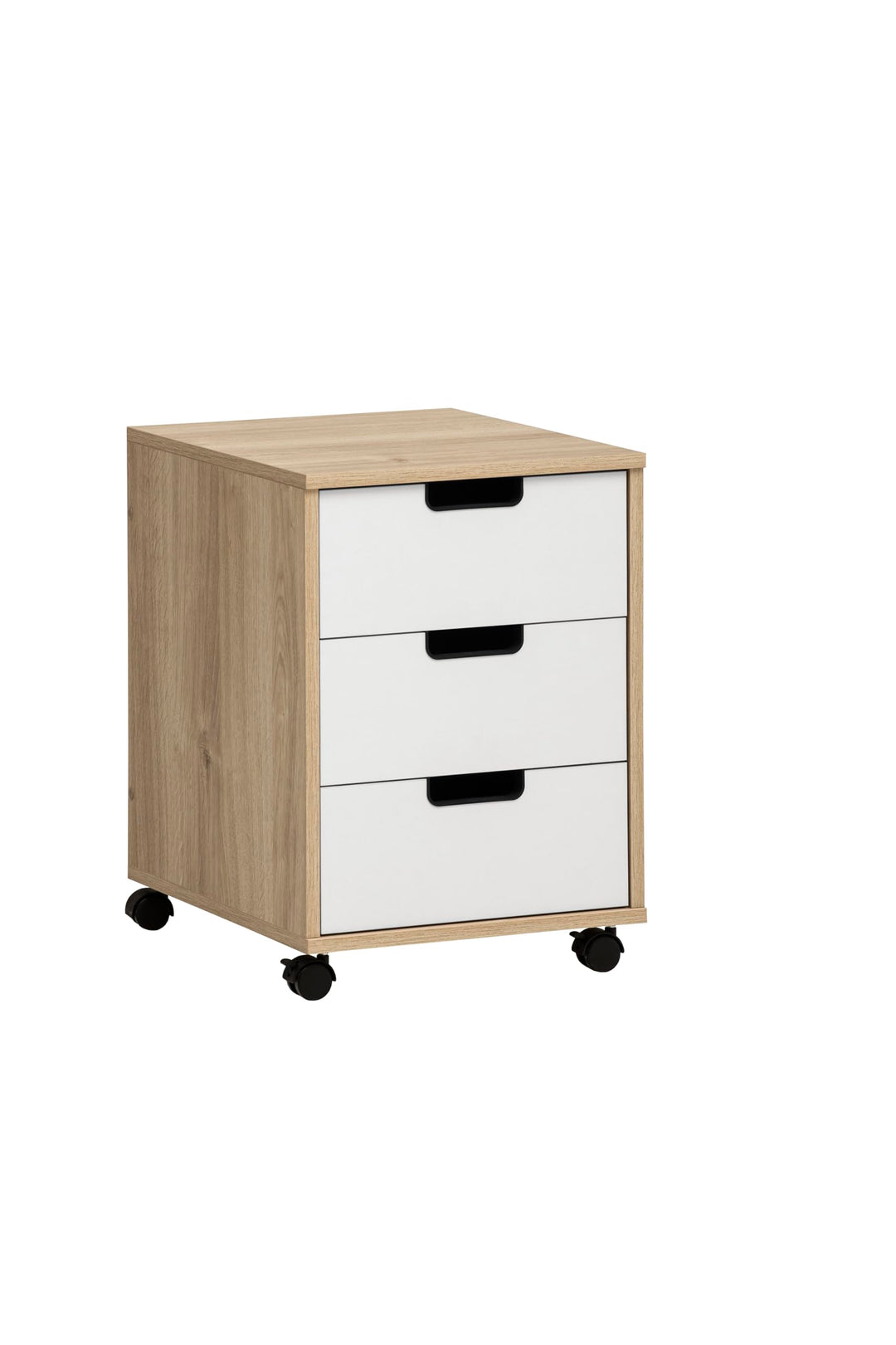 Schildmeyer Rollcontainer Emmik 159594, weisseiche Dekor/mattweiss, 40 x 50 x 57 cm Weiss Eiche Deko