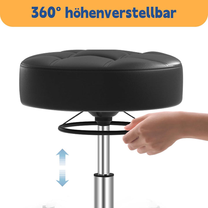 Rollhocker，Hocker höhenverstellbar mit ringheber，Dicker Schaumstoff für weichen Komfort，Stuhl mit ro