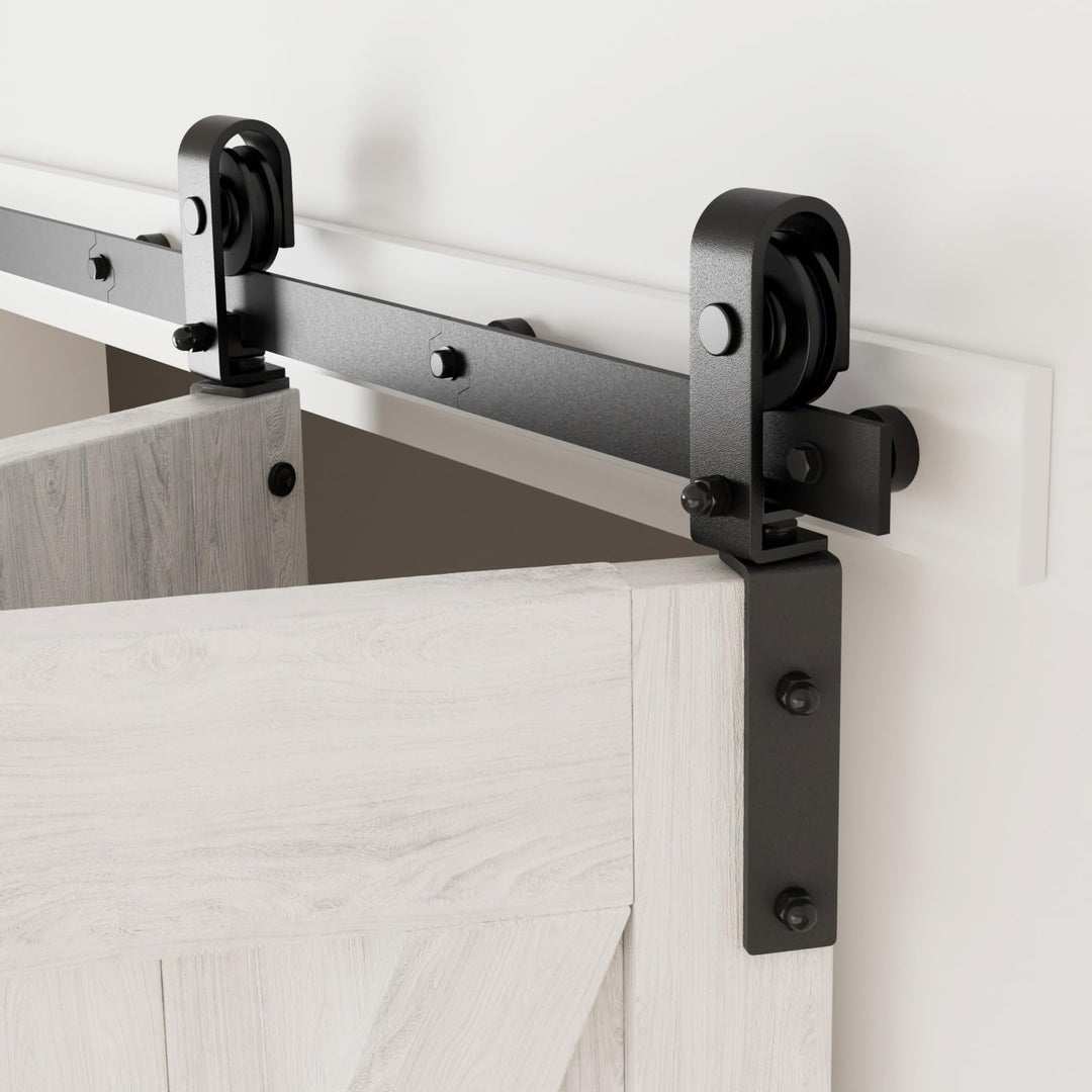 76.3cm/2.5FT Bifold Schiebetürbeschlag Schiebetüren Schiebetürsystem Komplettset Laufschiene Rollen