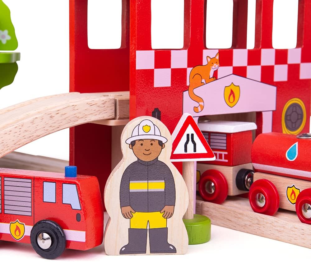 Bigjigs Rail Feuerwehr Schienenbahn Set