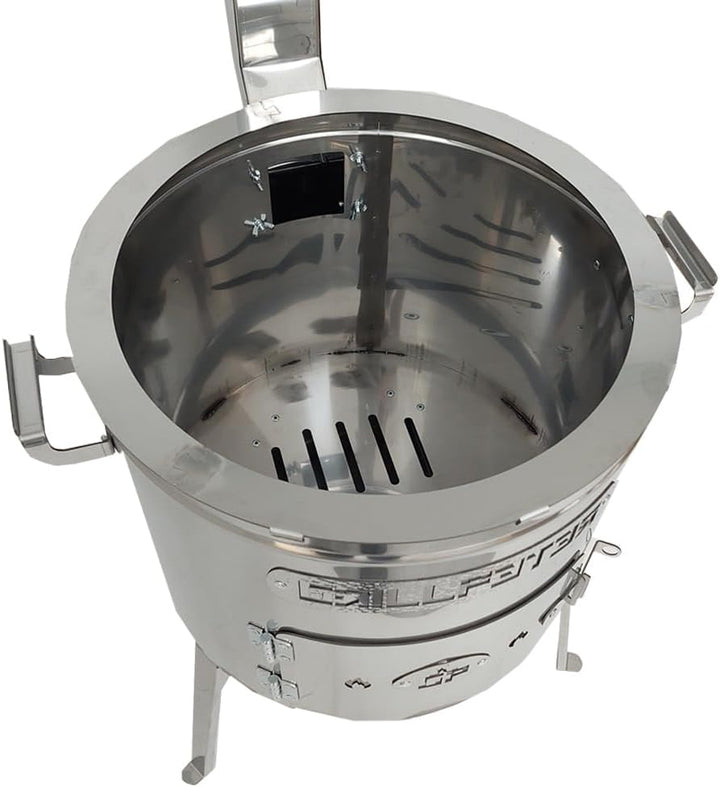 Grillpeter Utschak Timur Edelstahl 2mm mit Abzugsrohr Feuerofen für Kazan 12-22 Liter Uchag D45 cm
