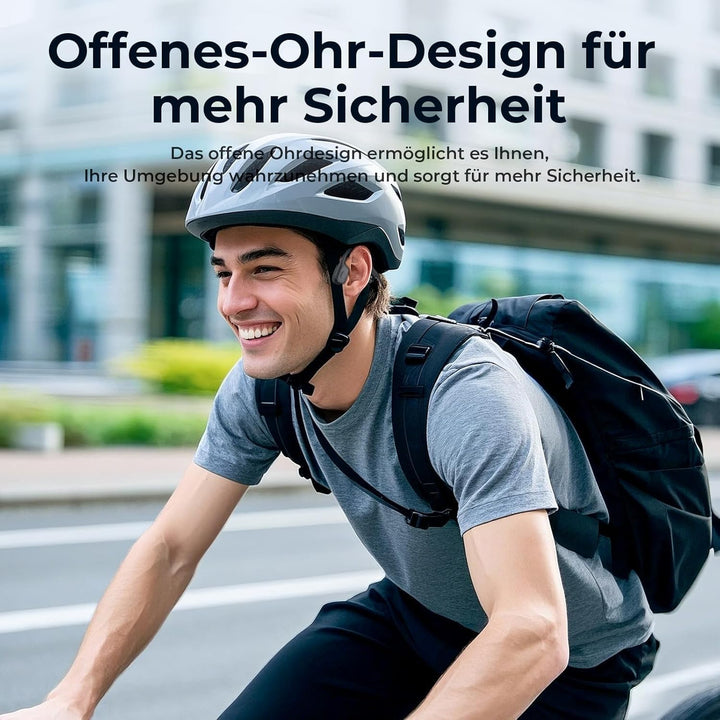 Knochenschall Kopfhörer, Open Ear Kopfhörer Bluetooth 5.3 mit Dual-Mikrofon, 8Stunden Akkulaufzeit,