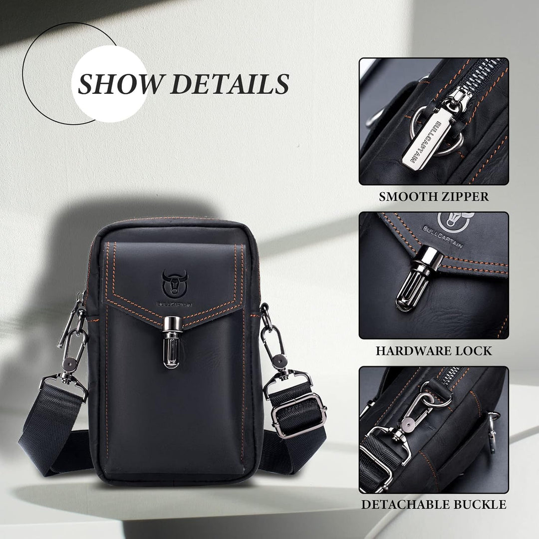 BAIGIO Handytasche Leder Vintage Gürteltasche Herren Hüfttasche Klein Schultertasche Umhängetasche R