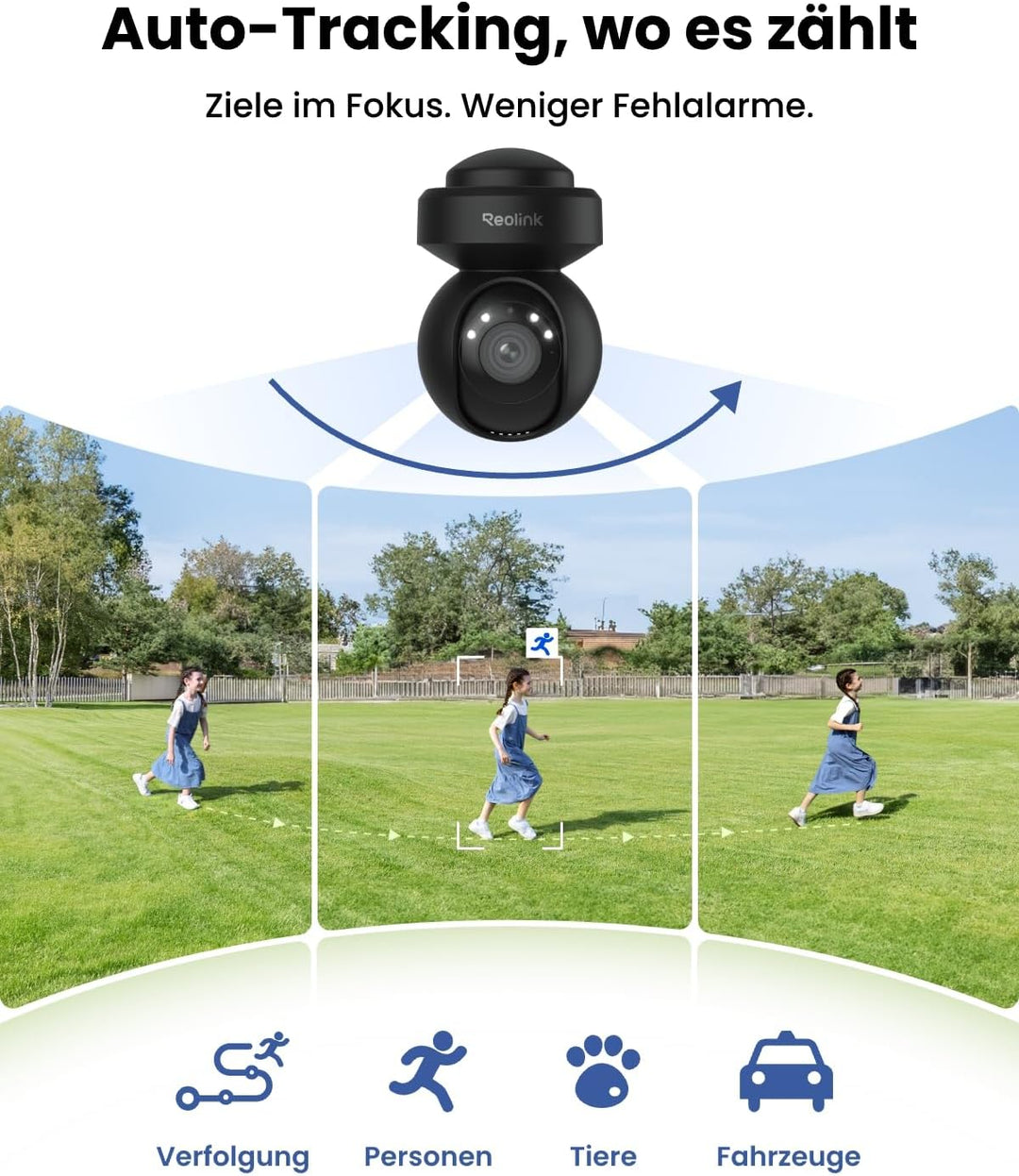 Reolink 4K PTZ Überwachungskamera Aussen WLAN, 3X Optischem Zoom, Auto-Tracking, 2,4/5GHz Wi-Fi, Per