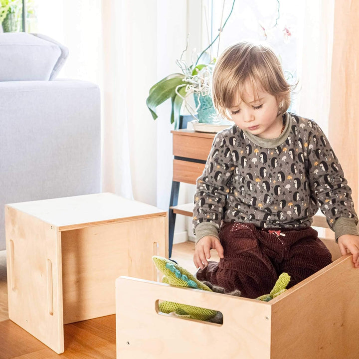 Ehrenkind® Kinder Hocker | Vielseitig & Stabil | Montessori Hocker | Wendehocker aus Birkenschichtho