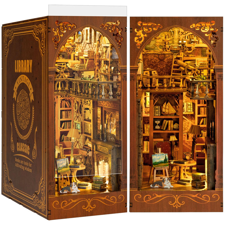 RONSTONE DIY Book Nook Kit - Salbei Bibliothek Puppenhaus Booknook Bücherregaleinsatz Decor Alley mi