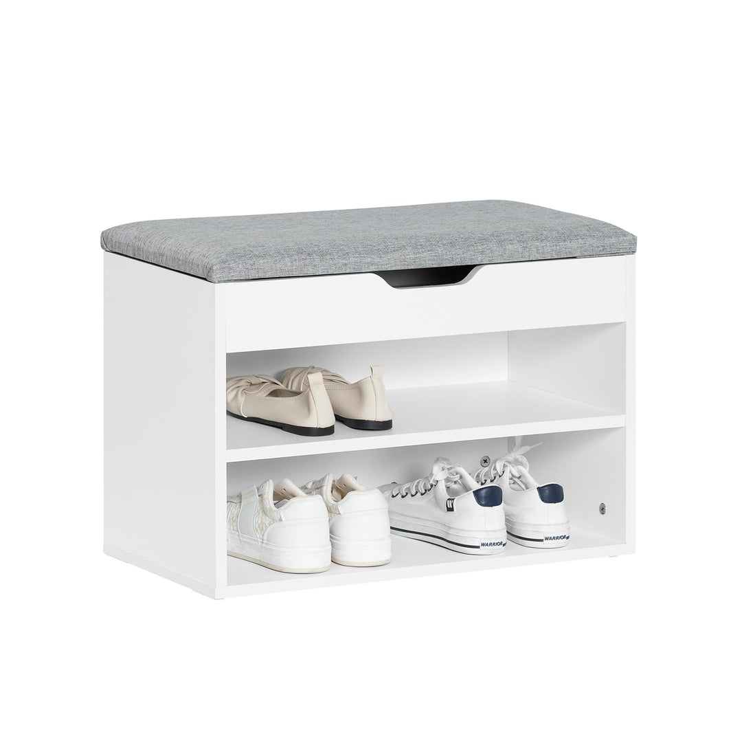 SoBuy FSR25-HG Schuhbank mit Sitzfläche Sitzbank Schuhregal Schuhschrank, Schuhtruhe Hellgrau BHT ca
