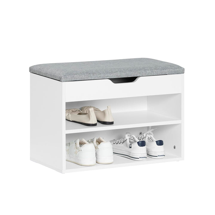 SoBuy FSR25-HG Schuhbank mit Sitzfläche Sitzbank Schuhregal Schuhschrank, Schuhtruhe Hellgrau BHT ca