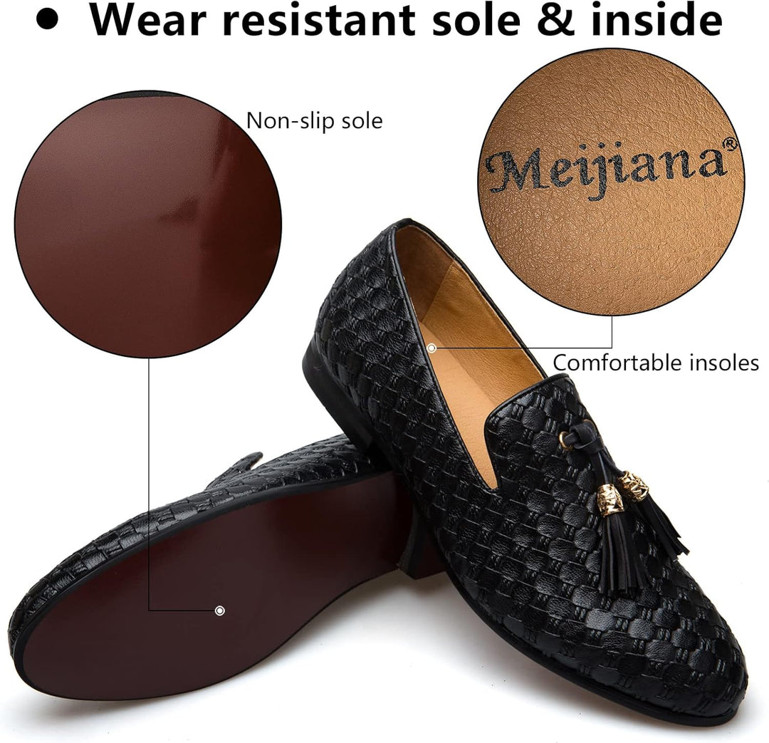 MEIJIANA Herren-Mokassins Business Schuhe Herren Schuhe Mokassins Slipper Herren, 42 EU Schwarz 01