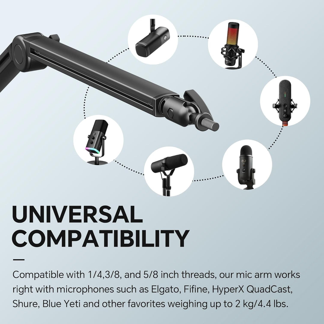 Mic Arm, Premium Mikrofon Galgenarm mit Kabelmanagement, 360°Drehbarer Broadcasting Galgenarm, Mic B