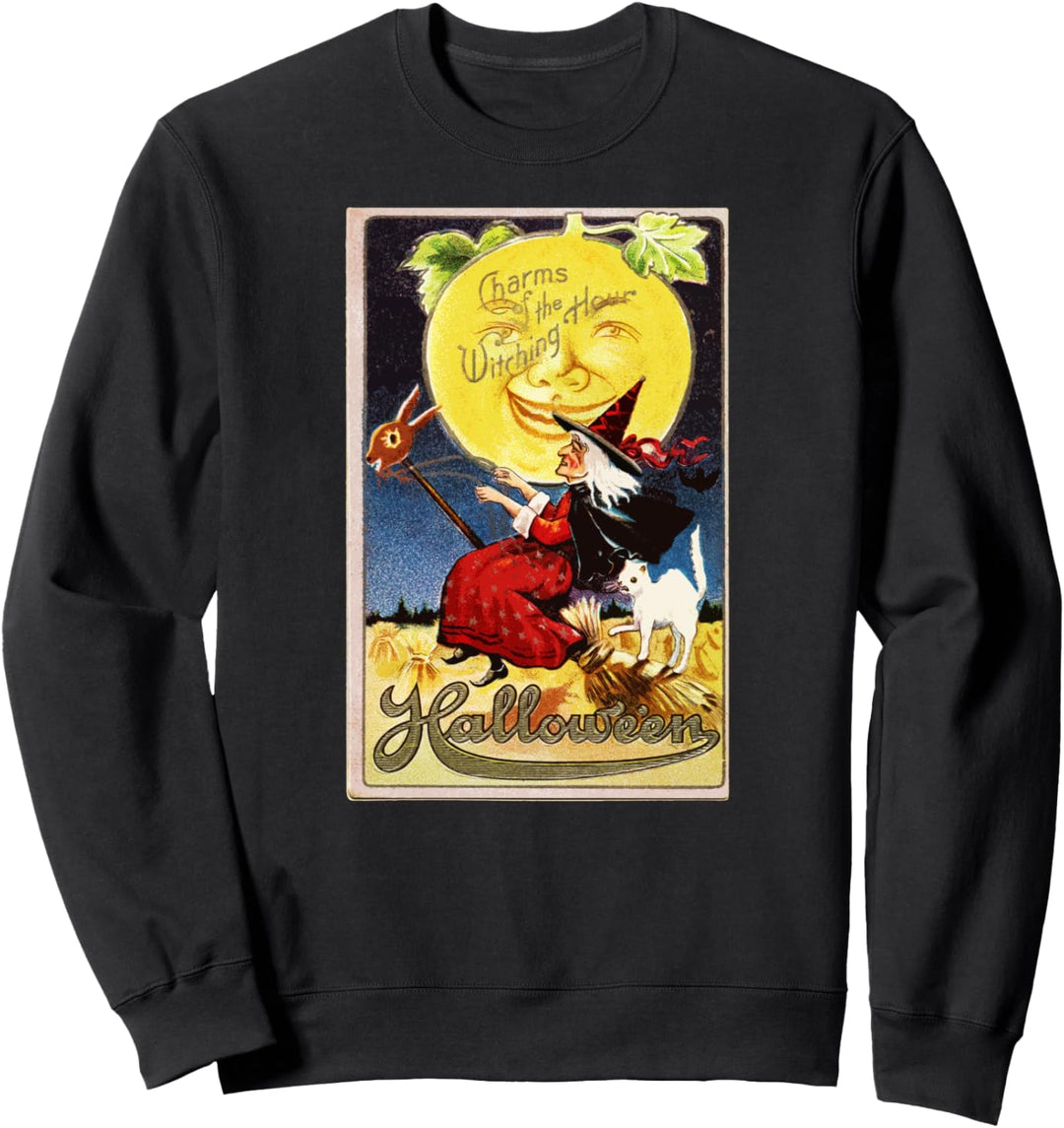 Weinlese-Halloween-Hexenkatzen-Zauber-Geschenk Sweatshirt