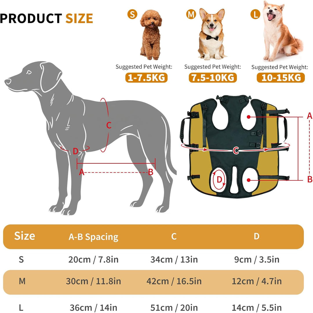 PETCUTE Hunde-Tragegeschirr,Hundegeschirr-Rucksack für grosse Hundes,Ganzkörpergeschirr mit Griff,Ve