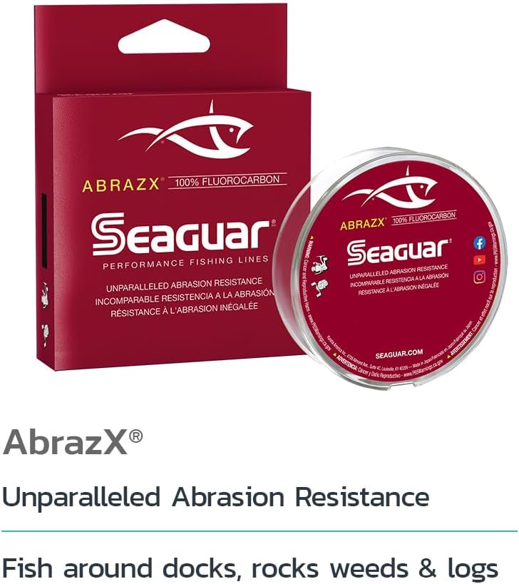 Seaguar AbrazX, Abriebfest, hochwertige Angelschnur, 100% Fluorocarbon, leistungsstark, praktisch un