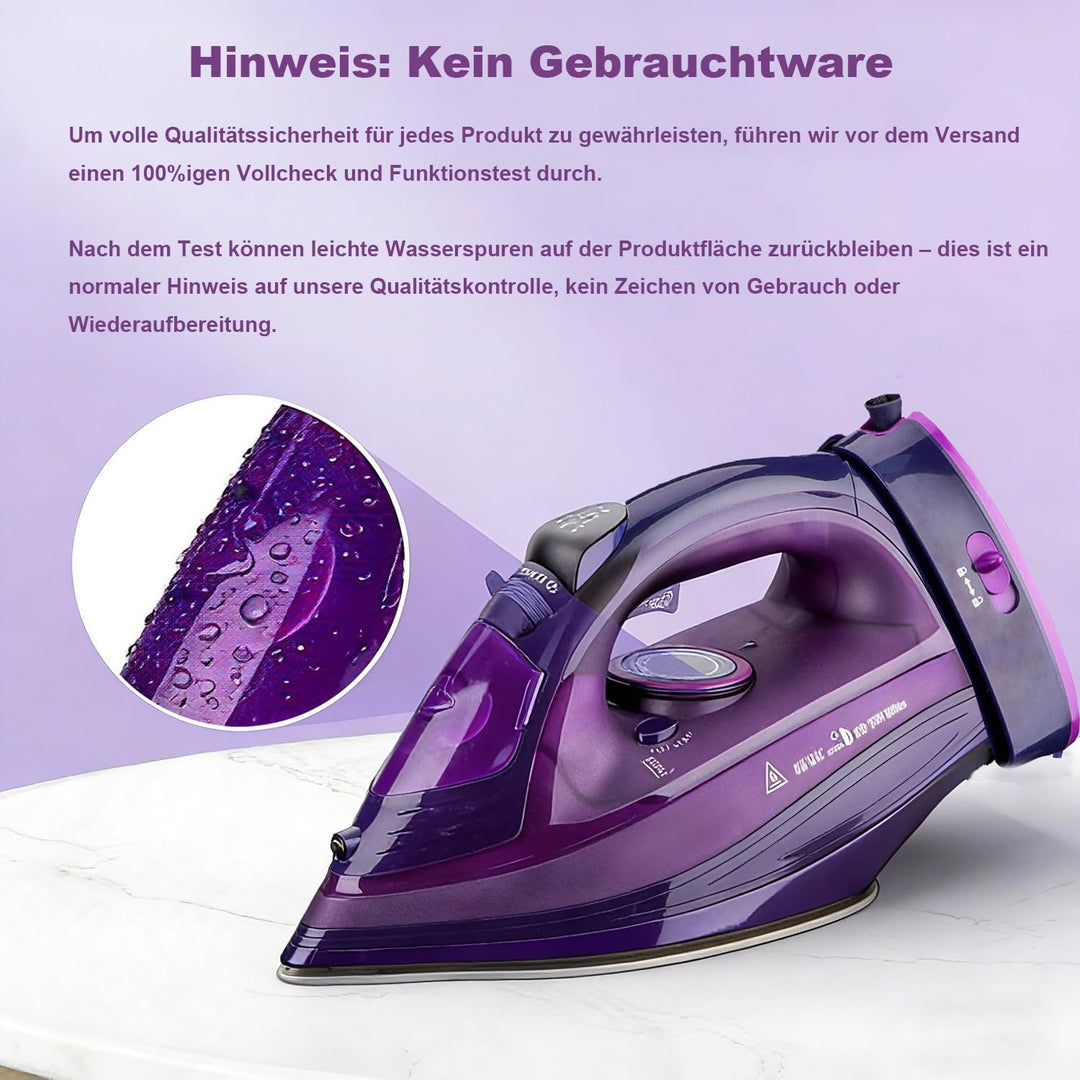 Bügeleisen, Dampfbügeleisen Kabelloses für Kleidung Handbügeleisen Iron | 2400W, Keramiksohle, Selbs