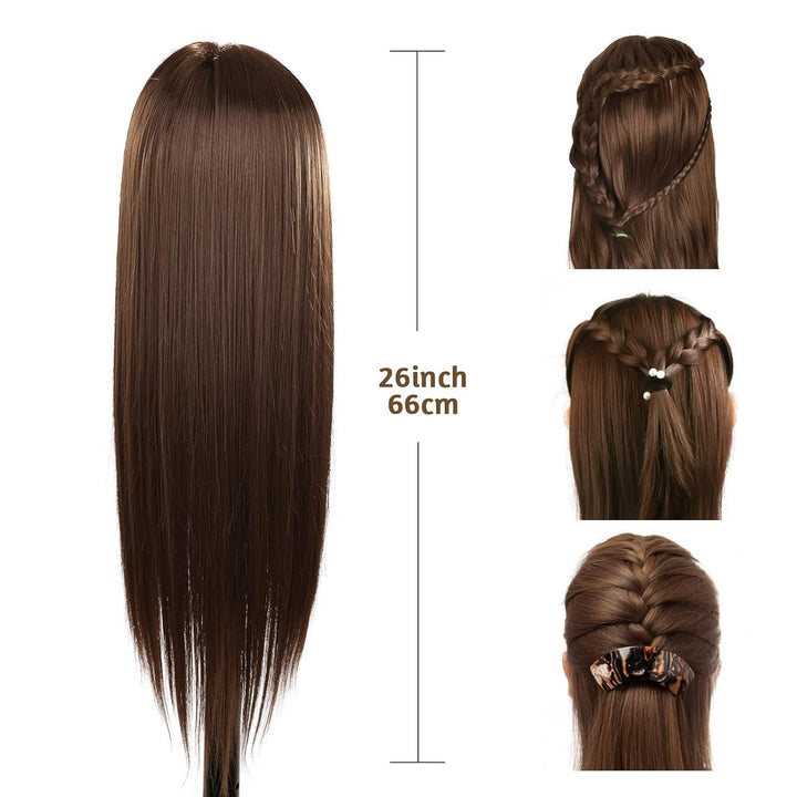 Frisierkopf Echthaar, TopDirect 66cm/26 Zoll 70% Echtes Haar Ubungskopf Friseur Trainingskopf mit Fl