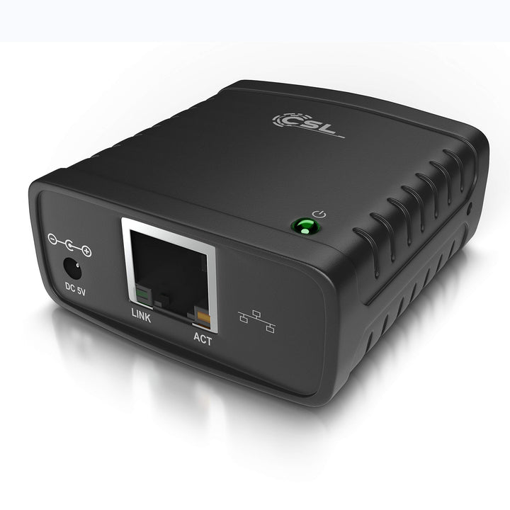 CSL - LAN Printserver Druckerserver - Fast Ethernet - USB2.0 High Speed - LRP Print Server für Windo
