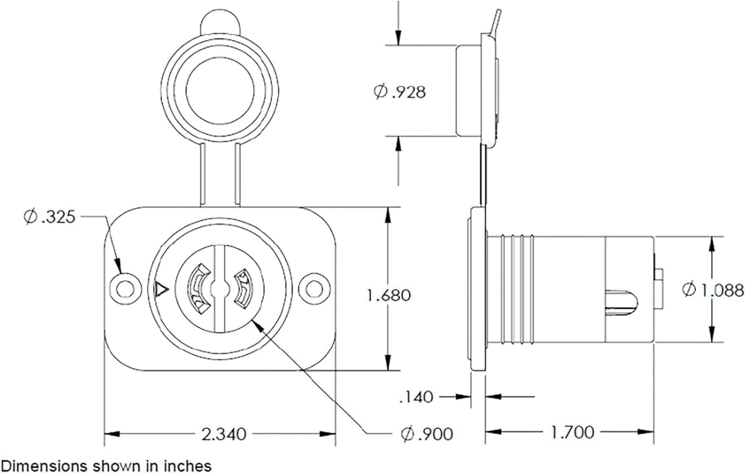 Marinco ConnectPro Buchse mit 2 Kabeln, 12VBRS2. Stecker und Buchse, Stecker und Buchse