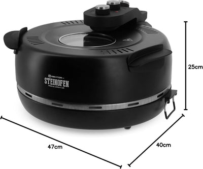 Pizzaofen Pizzamaker Elektrisch mit Pizza-Stein Pro, Leistung 1600 WATT, bis zu 420°C, Steinofen Piz