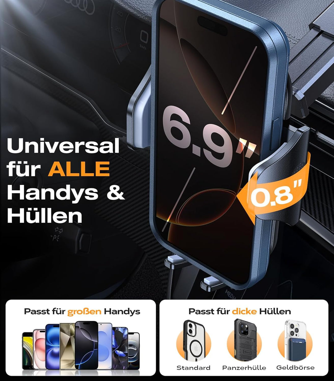 [𝙐𝙥𝙜𝙧𝙖𝙙𝙚 𝙎𝙖𝙪𝙜𝙠𝙧𝙖𝙛𝙩] VICSEED Handyhalterung Auto [Fällt Nie ab] 3 in 1 Kfz Handyhalter Saugnapf &amp; Lüf