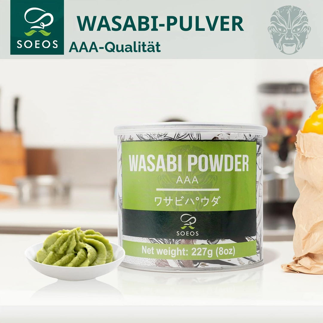 Soeos Premium Wasabi Pulver 227 g mit echtem Wasabi Grade AAA Pulver Wasabi Pulver für Sushi Sushi P