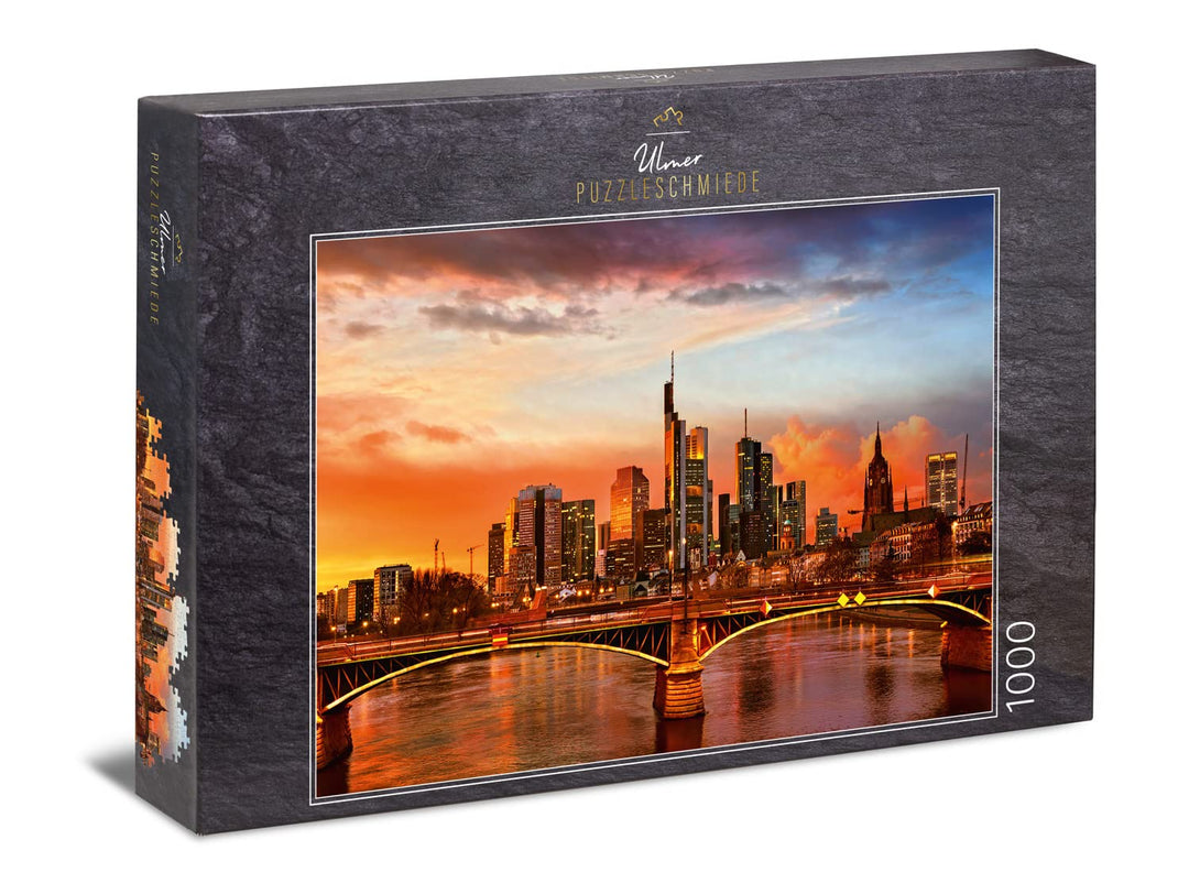 Ulmer Puzzleschmiede - City-Puzzle „Frankfurt Skyline“ - Klassisches 1000 Teile Puzzle – das Puzzlem