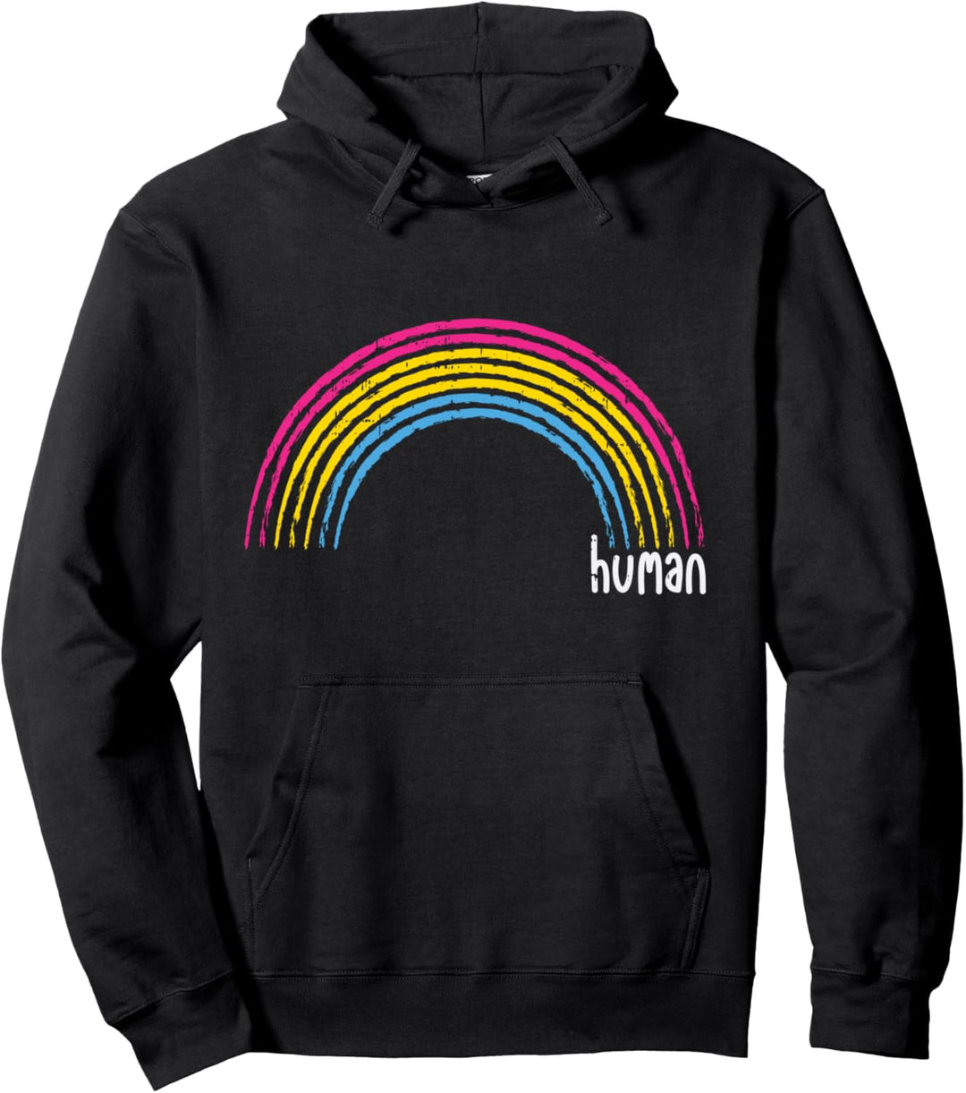 Pansexual Rainbow Human Vintage Pan Pride Flag LGBT Gift Pullover Hoodie
