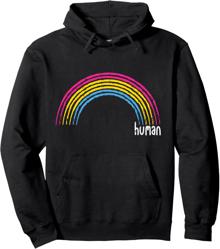 Pansexual Rainbow Human Vintage Pan Pride Flag LGBT Gift Pullover Hoodie