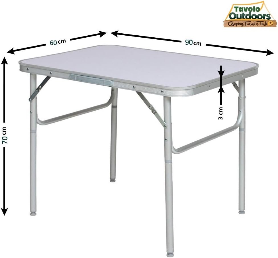 BAKAJI Camping- und Picknick-Tisch aus Aluminium, zusammenklappbar, für Strand oder Garten (90 x 60