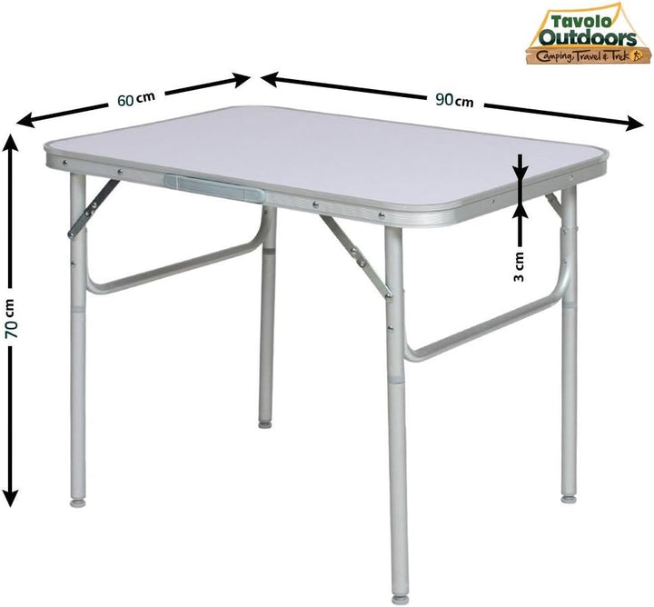 BAKAJI Camping- und Picknick-Tisch aus Aluminium, zusammenklappbar, für Strand oder Garten (90 x 60