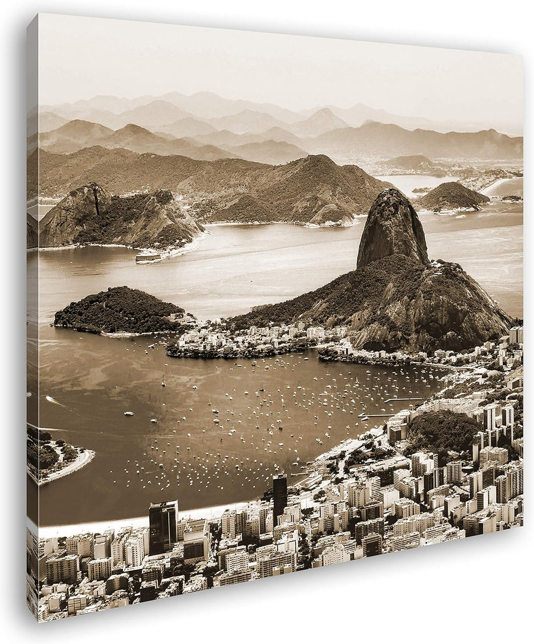 Küste von Rio de Janeiro Format: 60x60 Effekt: Sepia als Leinwandbild, Motiv fertig gerahmt auf Echt