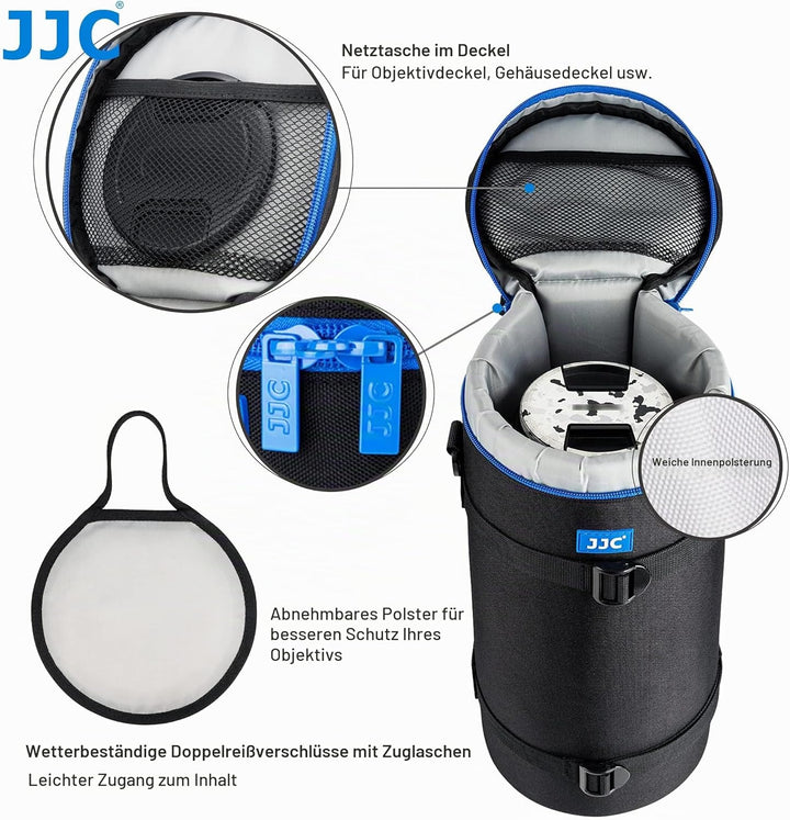 JJC Deluxe Objektivtasche für Sony FE 200-600mm F5.6-6.3G OSS, Z 600mm F6.3 VR S, Z 180-600mm F5.6-6