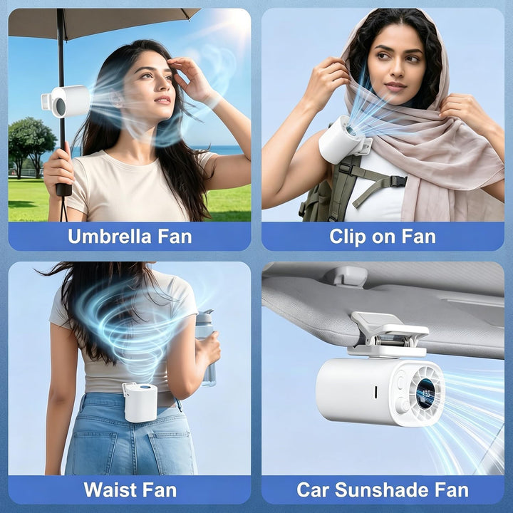 Tragbarer Clip-On Ventilator für Sonnenschirm, ultraleicht 0,28 lb, stufenlose Geschwindigkeit, wied