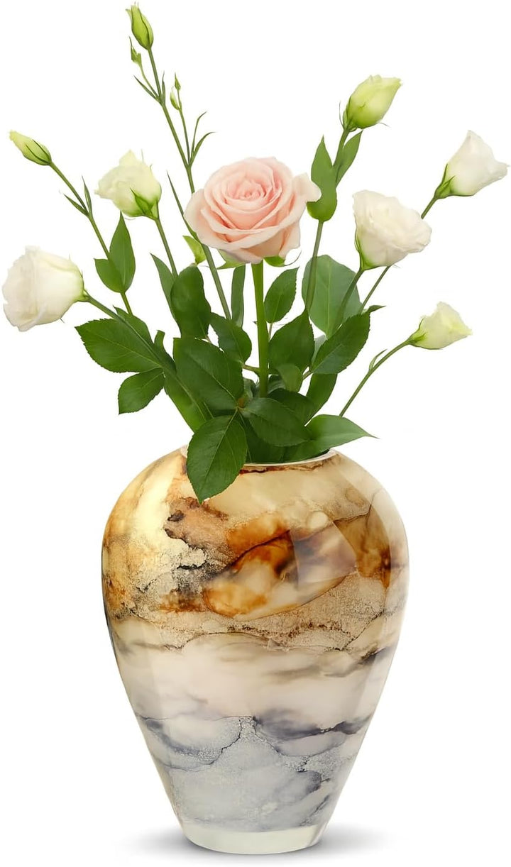 Terroso – Vase – Mundgeblasenes sandfarbenes Glas – Luxuriöses Erscheinungsbild, Stilvoll & Elegant