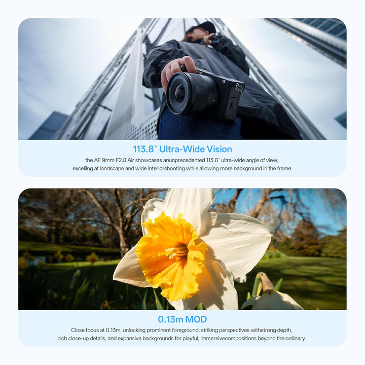 VILTROX AF 9mm F2.8 Air APS-C Objektiv für Sony E-Mount, 113,8° Ultraweitwinkel STM Prime Autofokus-