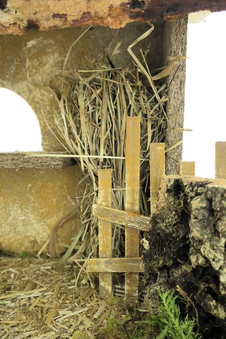 Bertoni Leere Holzhütte mit Zaun und Fenster, Holz, Mehrfarbig, Einheitsgrösse