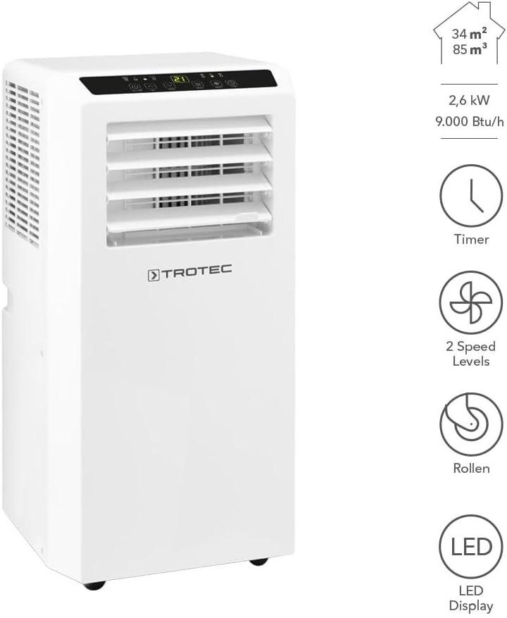 TROTEC PAC 2610 S mobile Klimaanlage 3-in-1 Kühlung, Ventilation, Entfeuchtung Monoblock-Klimagerät