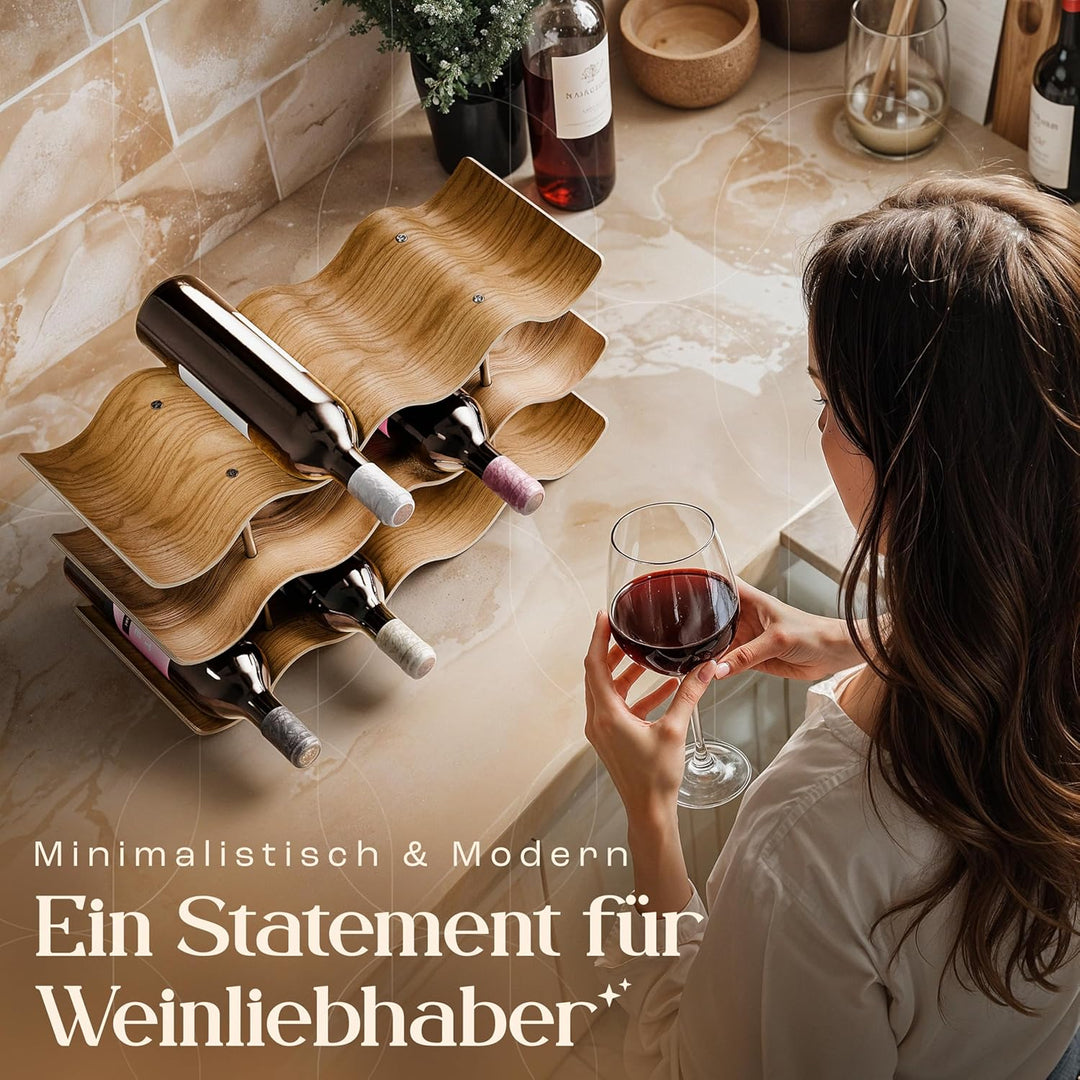 Dreiklang – be smart Weinregal Flaschenregal aus Holz für 12 Flaschen, stabil, Freistehend, modern,