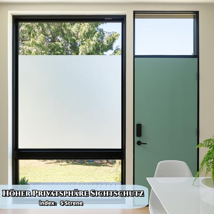 Fensterfolie Selbsthaftend Blickdicht 75x200 cm, Milchglasfolie Selbstklebend Fenster, Statische Sic